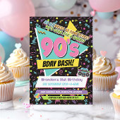 Rad 90s Memphis Stijl Verjaardagsfeestuitnodiging Kaart