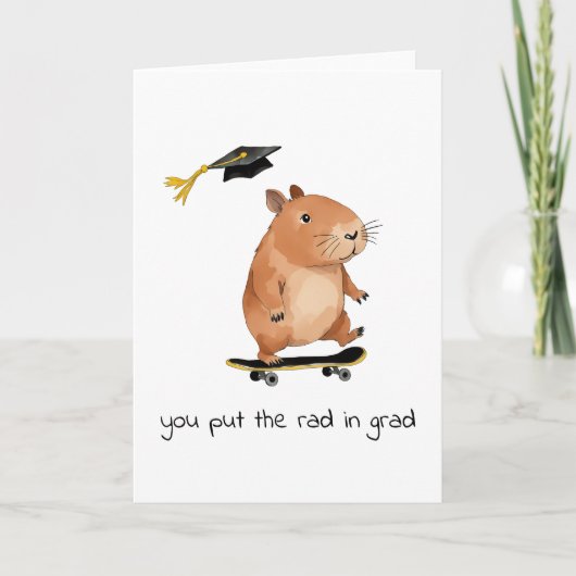 Rad Afstudeerder Skateboarden Capybara Afstuderen  Kaart (Voorkant)