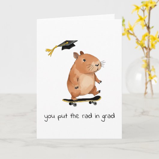 Rad Afstudeerder Skateboarden Capybara Afstuderen  Kaart (Gele Bloem)