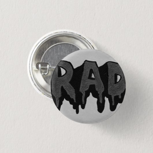 'Rad' Black and White Grunge Badge Ronde Button 3,2 Cm (Voorkant /achterkant)
