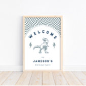 Rad Boys Dinosaurus Blauw Verjaardag Welkom Poster