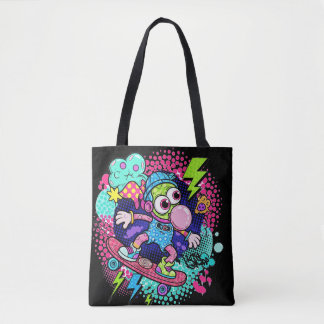 Rad Cartoon Skateboarder – Bubblegum & Lightning S Tote Bag