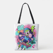 Rad Cartoon Skateboarder – Bubblegum & Lightning S Tote Bag (Achterkant)