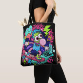Rad Cartoon Skateboarder – Bubblegum & Lightning S Tote Bag (Dichtbij)