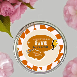 Rad Cool Dude   Jongens Retro Geruit 5e Verjaardag Ronde Sticker