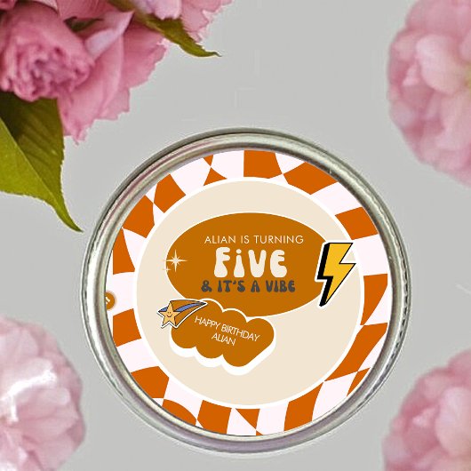 Rad Cool Dude | Jongens Retro Geruit 5e Verjaardag Ronde Sticker