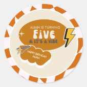 Rad Cool Dude | Jongens Retro Geruit 5e Verjaardag Ronde Sticker (Voorkant)