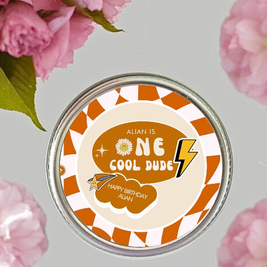 Rad Cool Dude | Jongens retro geruite verjaardag Ronde Sticker