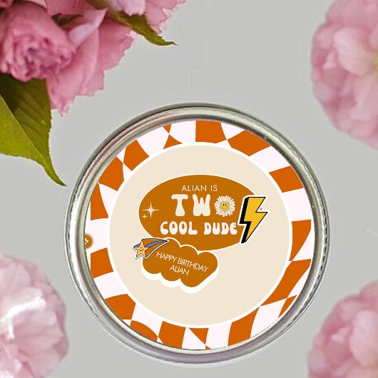 Rad Cool Dude | Jongens retro geruite verjaardag Ronde Sticker