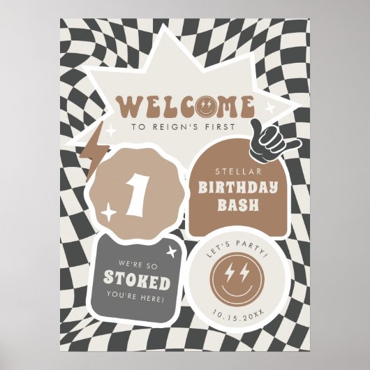 Rad Cool Dude | Jongens Retro Skater Verjaardag Poster (Voorkant)