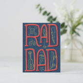 Rad Dad Blue Doodle Vaderdag Briefkaart (Staand voorkant)