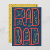 Rad Dad Blue Doodle Vaderdag Briefkaart (Voorkant / Achterkant)