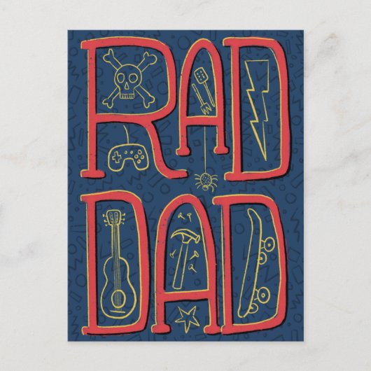 Rad Dad Blue Doodle Vaderdag Briefkaart (Voorkant)