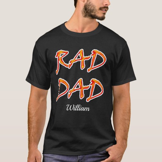 Rad Dad Fire Sinaasappel Beste Papa Custom Naam to T-shirt (Voorkant)