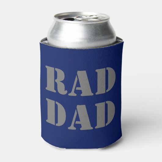 Rad Dad navy blue & grijs modern Typografie cool Blikjeskoeler (Blikje Voorkant)