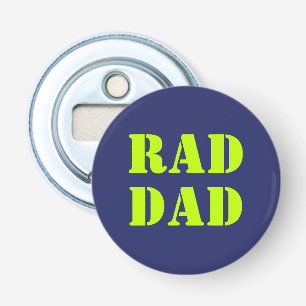 Rad Dad neon green marvy blue modern typografie Button Flesopener