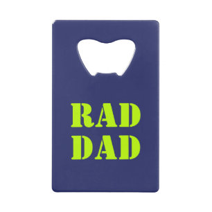 Rad Dad neon green marvy blue modern typografie Creditkaart Flessenopener