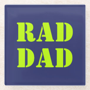 Rad Dad neon green marvy blue modern typografie Glazen Onderzetter