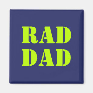 Rad Dad neon green marvy blue modern typografie Magneet