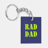 Rad Dad neon green marvy blue modern typografie Sleutelhanger (Voorkant Links)