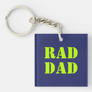 Rad Dad neon green marvy blue modern typografie Sleutelhanger