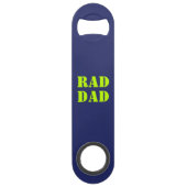 Rad Dad neon green marvy blue modern typografie Speed Flessenopener (Achterkant)