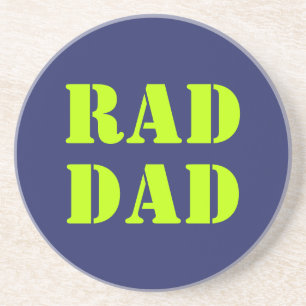 Rad Dad neon green marvy blue modern typografie Zandsteen Onderzetter