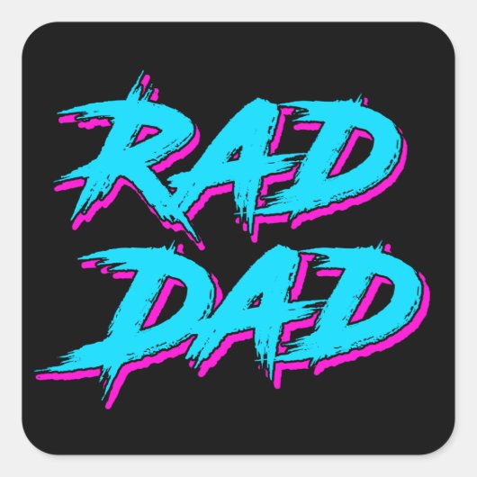 Rad Dad Retro jaren '80 Vierkante Sticker (Voorkant)