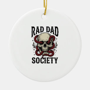 Rad Dad Society Vintage Schedel Slang Shirt Ontwer Keramisch Ornament