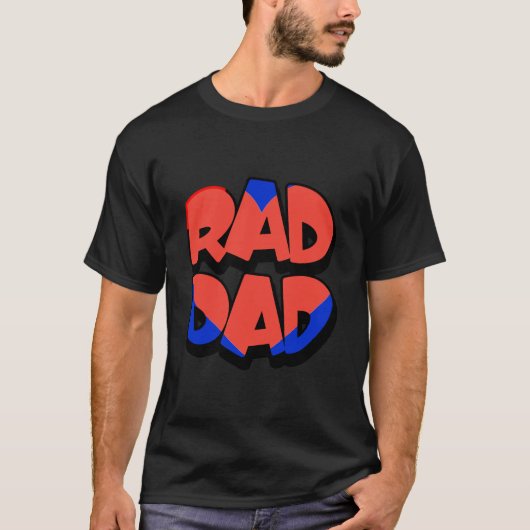 Rad Dad Vaderdag Rood Hart Blauw Trendy Cool Bl T-shirt (Voorkant)