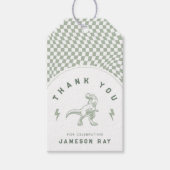 Rad Dinosaurus Drie Rex Jongens Groene Verjaardag Cadeaulabel (Voorkant)