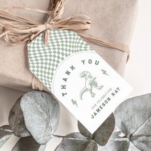 Rad Dinosaurus Drie Rex Jongens Groene Verjaardag Cadeaulabel