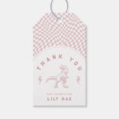 Rad Dinosaurus Drie Rex Meisjes Roze Verjaardag Cadeaulabel (Voorkant)