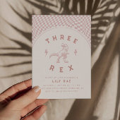 Rad Dinosaurus Drie Rex Roze Meisjes Verjaardag Kaart