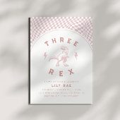 Rad Dinosaurus Drie Rex Roze Meisjes Verjaardag Kaart