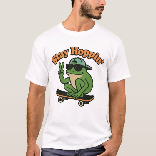 Rad Frog on a Skateboard T-Shirt Chill Vibes Only (Voorkant)