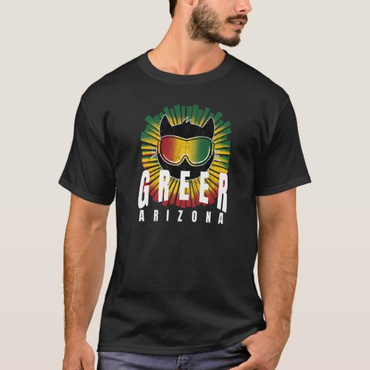 Rad Greer AZ Reggae Kitty Cat w Jamaican Ski Goggl T-shirt (Voorkant)