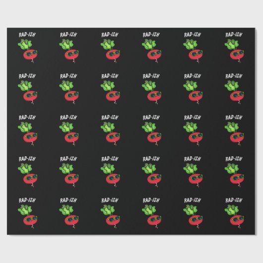 Rad-ish Funny Vegetable Radish Pun Dark BG Cadeaupapier (Vlak)