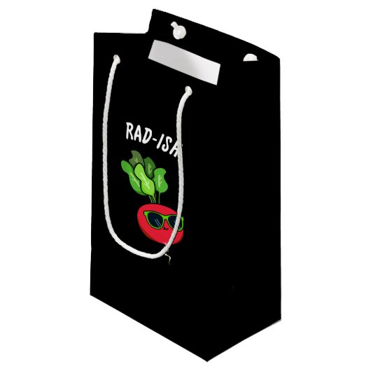 Rad-ish Funny Vegetable Radish Pun Dark BG Klein Cadeauzakje (Voorkant Gekanteld)