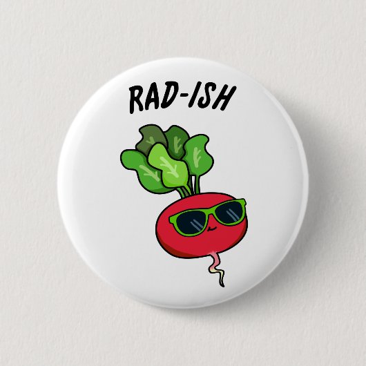 Rad-ish Funny Veggie Radish Pun Ronde Button 5,7 Cm (Voorkant)