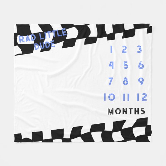 "Rad Little Dude" Check Milestone Fleece Deken (Voorkant (Horizontaal))