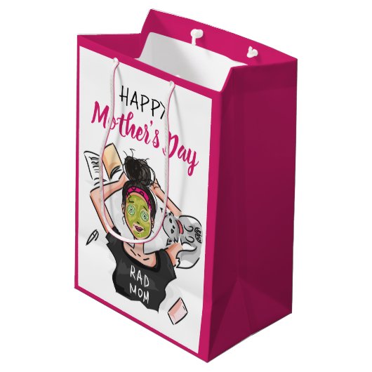 Rad Mam's ontspannen Moederdag uit Medium Cadeauzakje (Achterkant Gekanteld)