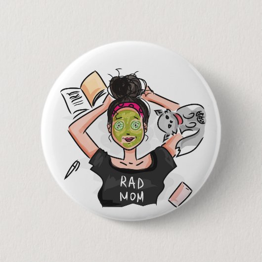 Rad Mam's Relaxing Day Off Ronde Button 5,7 Cm (Voorkant)