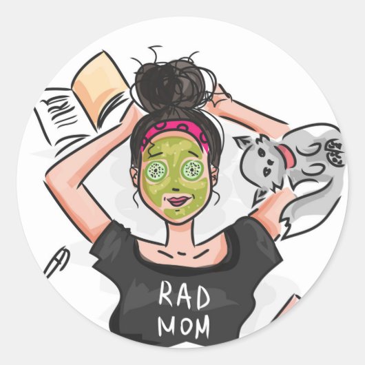 Rad Mam's Relaxing Day Off Ronde Sticker (Voorkant)