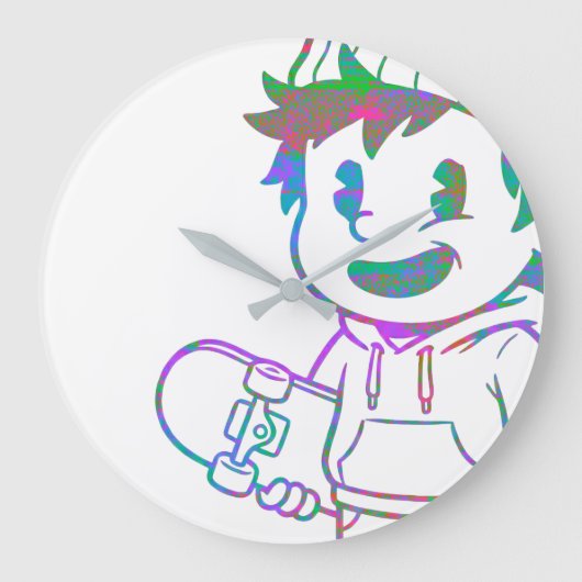 Rad Orange: Skater Boy Retro Grote Klok (Voorkant)