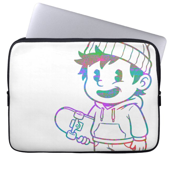 Rad Orange: Skater Boy Retro Laptop Sleeve (Voorkant)
