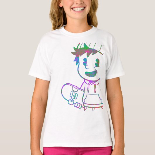 Rad Orange: Skater Boy Retro T-shirt (Voorkant)