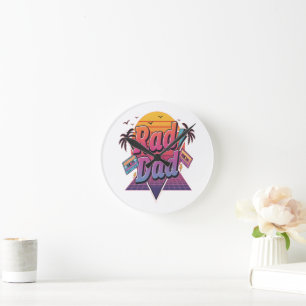 Rad Pa – Retro 80s Neon Stijl voor Coole Vaders Ronde Klok