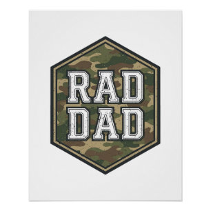 Rad Papa Camo Zeshoek Vintage Gravure Ontwerp_1 Perfect Poster