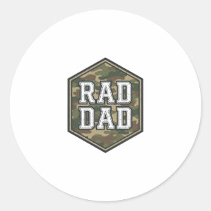 Rad Papa Camo Zeshoek Vintage Gravure Ontwerp_1 Ronde Sticker